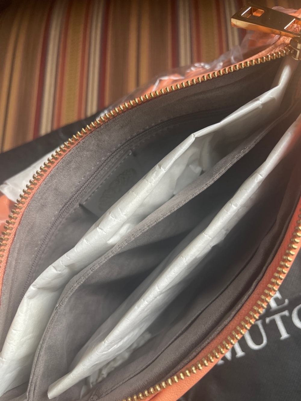 NEW VINCE CAMUTO WOVEN LEATHER CROSSBODY TOP ZIP w CHAIN ADYNA MELON w DUST BAG - Picture 13 of 16